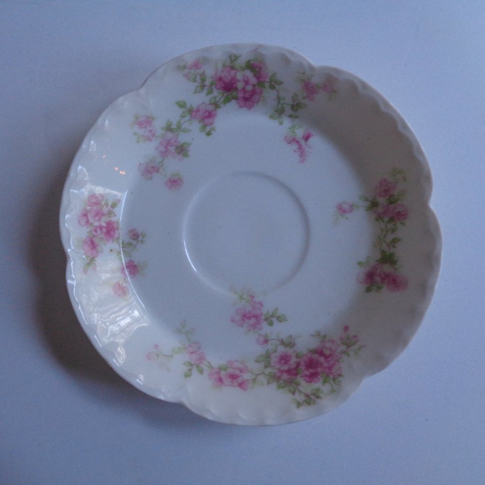 Antique Haviland LIMOGES Porcelain Saucers Wild Rose Pattern Set of 4 Pretty